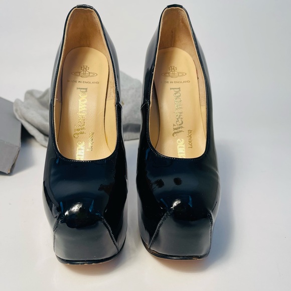 Vivienne Westwood BLACK PATENT LEATHER ELEVATED COURT SHOES IT37 - Picture 5 of 16